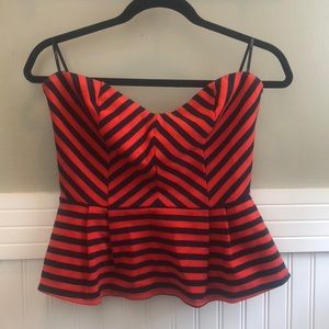 Red/Navy Stripped Peplum Top